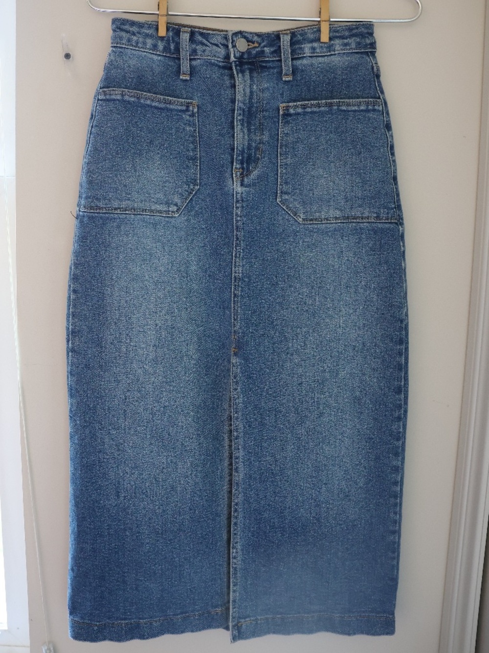 denim midi skirt